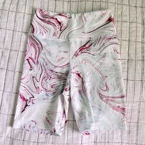 Marble print biker shorts